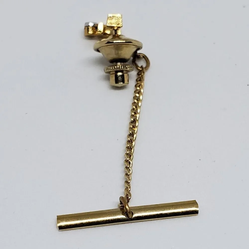 Gold Tone L Diamond Tie Tac
